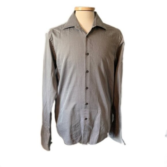 Hugo Boss 17 x 38 Gray Striped Dress Shirt French Cuffs - Picture 1 of 4